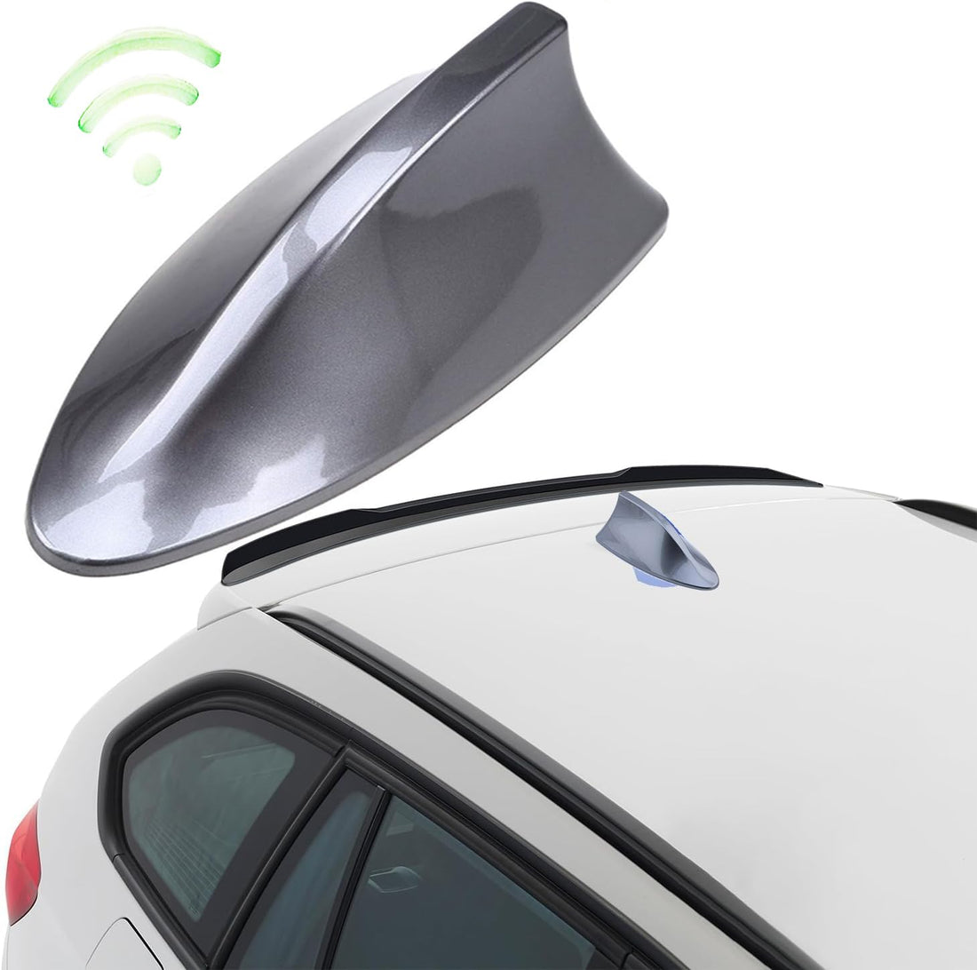 Shark Fin Car Roof Antenna, Car Roof Antennas for FM/AM Radio Transmitter, Car Antenna Accessories - Radio Signal Aerial - Dark Grey - KaberTrade