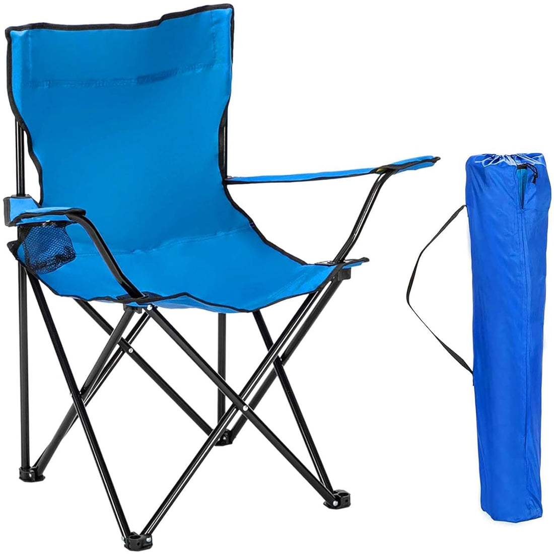 Foldable Camping Chair with Carry Bag And Cup Holder,Lightweight And Portable Steel Frame, Outdoor Garden Beach Fishing Chair,Max Load 240 Lbs