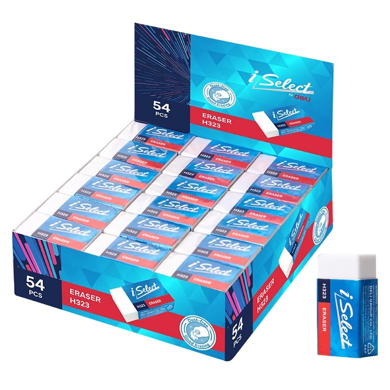 Deli EH323 Eraser 54-Pieces, 33 mm × 17 mm × 10 mm Size