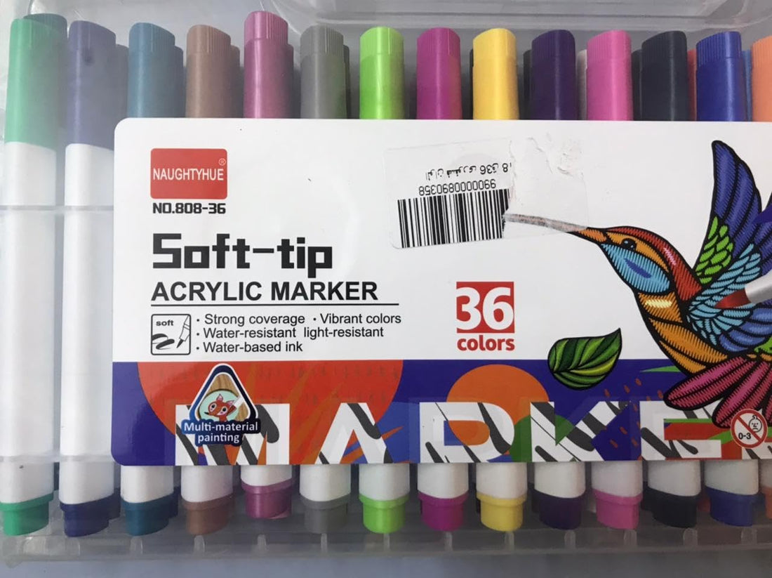 Acrylic Paint Pens Fine Tip, 36 Colors, Water-Based Ink, Waterproof and Lightproof, Strong Coverage