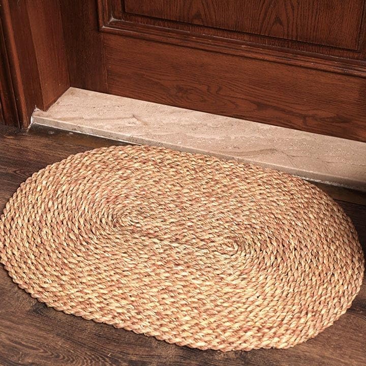 Natural Halfa Grass Door Mat, Rustic Style, 40 x 80 cm, Oval Woven Design