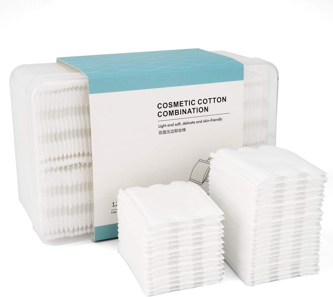 Facial Eye Makeup Remover Cotton Pads, Extra Thick, Square Cotton Puff, Double-Side Save Water, Hypoallergenic, Soft, Lint-Free, 100% Pure Cotton- 150 pcs