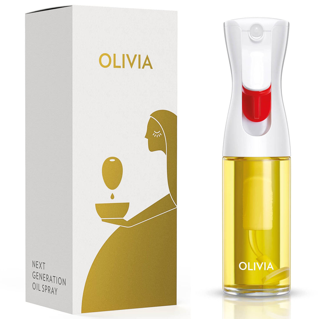 OLIVIA. The Original, Advanced Oil Sprayer for Cooking, Salad Dressings and More, Continuous Spray with Portion Control, Trusted by Chefs. Patented Technology. (Glass Bottle, 130ml/4.4 oz)