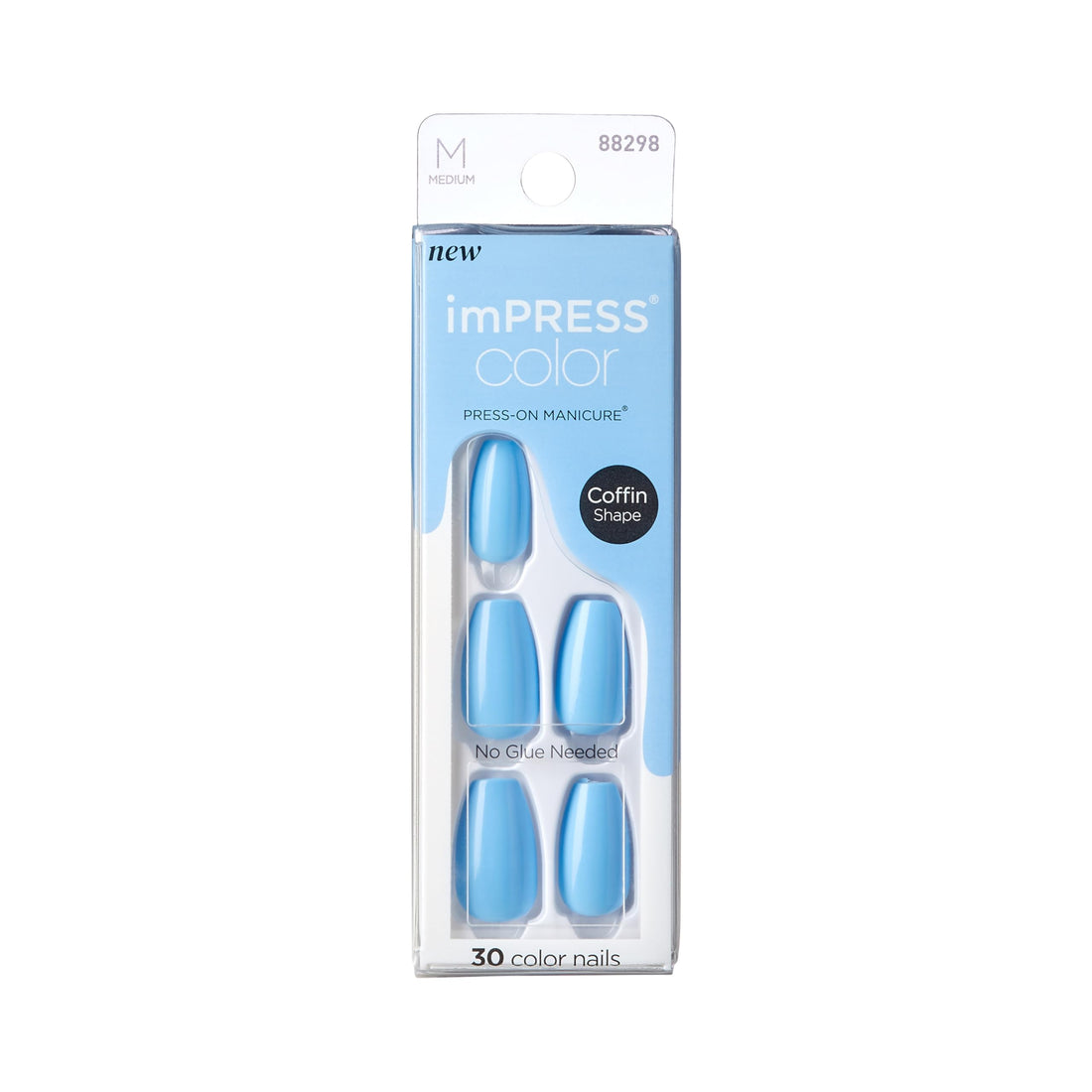 Kiss imPRESS Color Press-On Nails, Serene Blue (IMC513C)