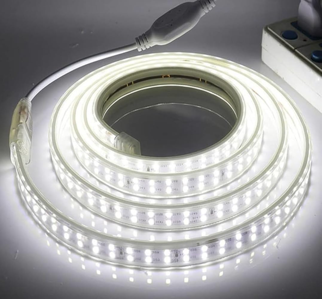 Shaheen Light LED Strip 5 Meters with Connector Double 120 Bulbs in Meter - Ready to Connect on Electric Direct - Waterproof - for All Uses Indoor and Outdoor (White)