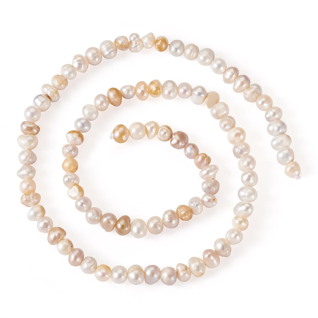 JAZZEEL 1 Strand Natural Freshwater Pearl Beads - 90-94pcs of 3.5-6.5mm Potato-Shaped Cultured Pearls in Seashell Color for DIY Necklace, Bracelet, and Jewelry Making