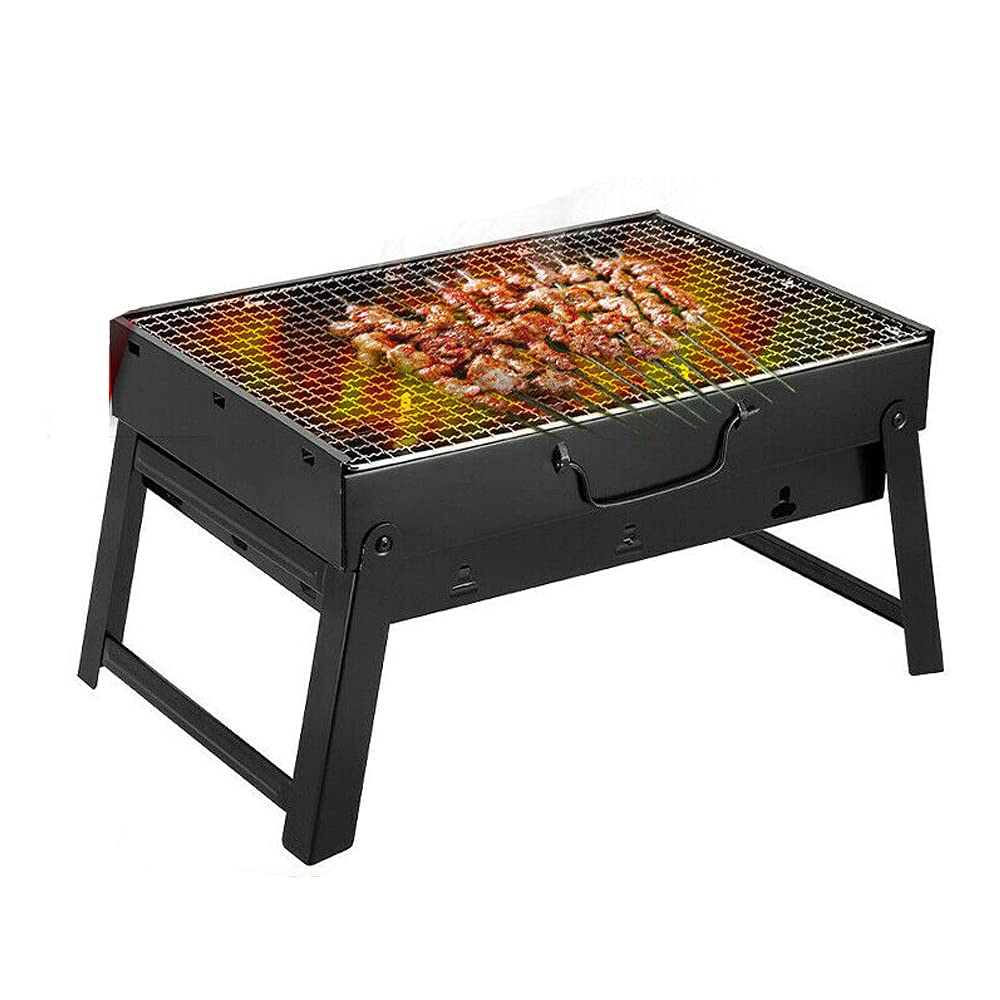 RAJX BBQ Grill, Large Portable Folding Steel Charcoal BBQ Barbecue fir pit for Picnic Garden Terrace Camping Travel Outdoor Cooking Stove - Medium Size -17.32”x12”x2.95”inches