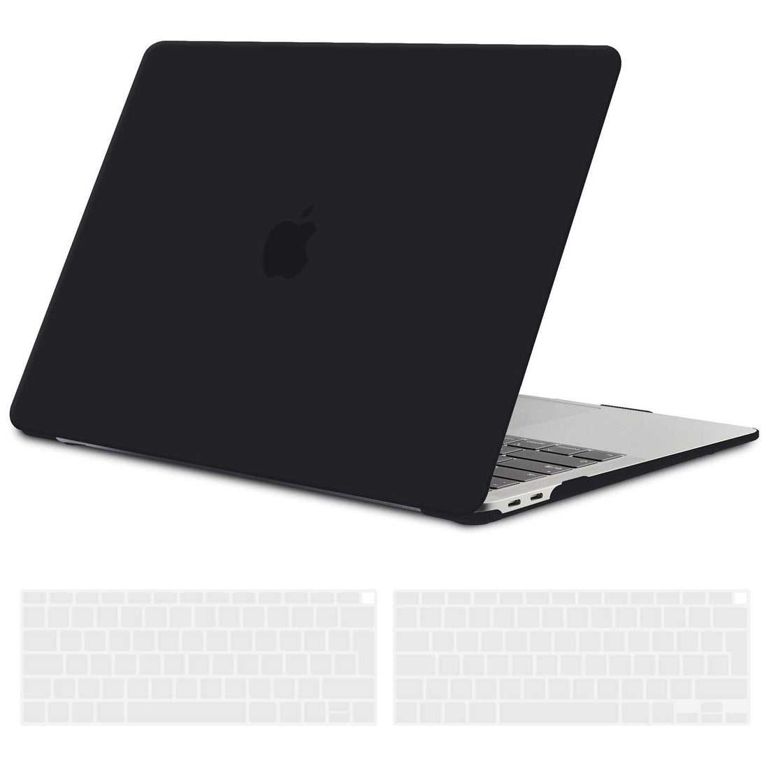 TECOOL Case for MacBook Air 13 Inch Retina 2021 2020 2019 2018 (M1 A2337/A2179/A1932), Matte Hard Case Slim Plastic + EU Silicone Keyboard Protection for Mac Booking Air 13 Inch, Black