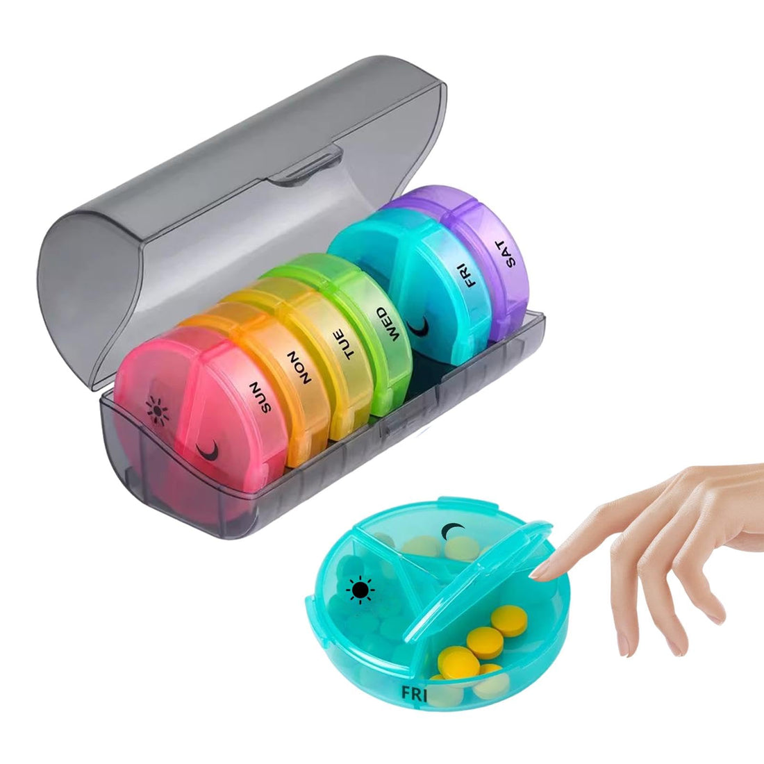 Pill Box 7 Day 3 Times a Day,Weekly Pill Box Organiser,Travel Pill Case with Compartment Dosette Box Dispenser Tablet Organiser Storage for Medicine,Medication,Vitamin,Fish Oil Supplements