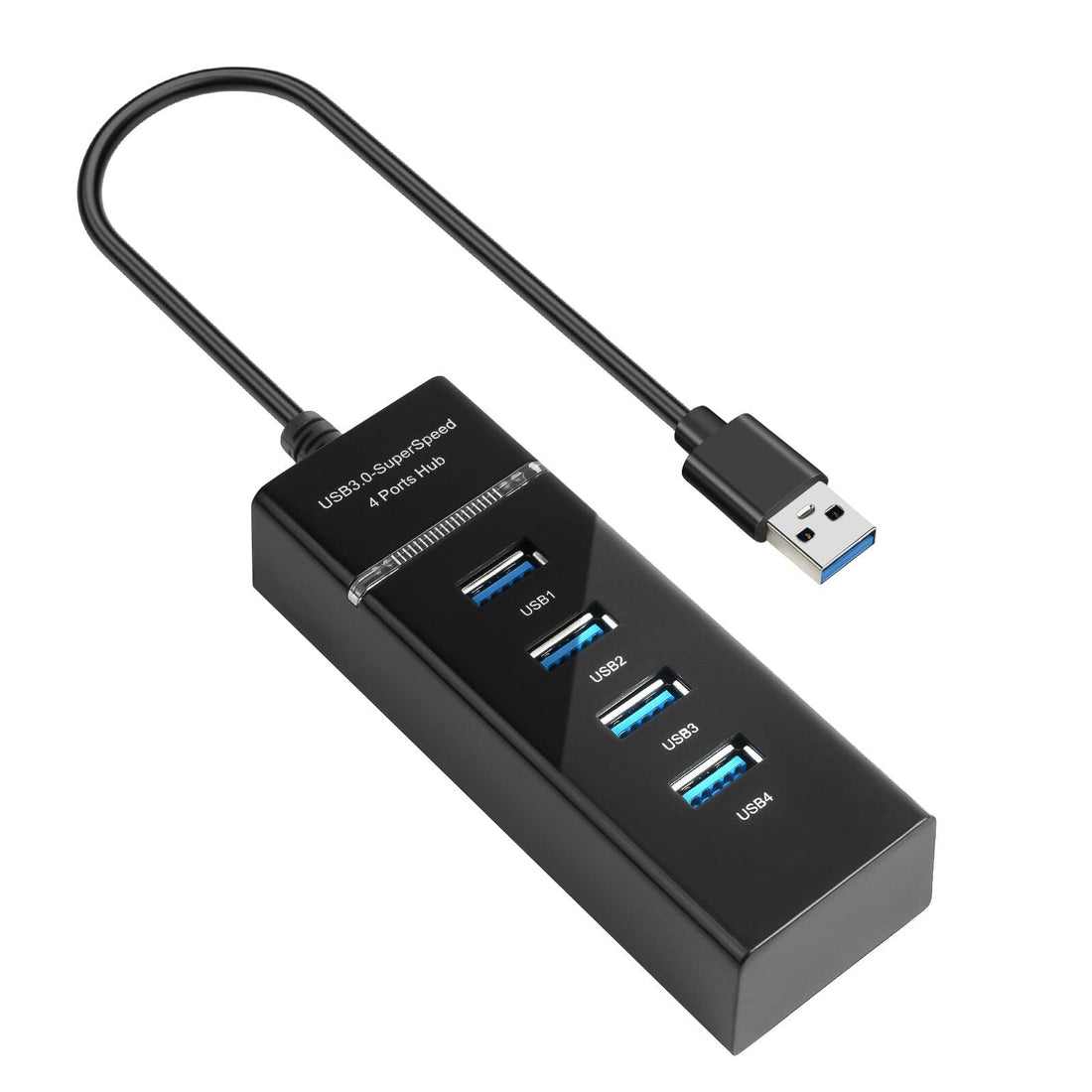 AXFEE 4 Port USB 3.0 Hub, 5 Gbps Data Multi Port Expander Extender Lead Adapter for Laptop, Flash Drives, Mobile HDD, and More, Compatible With USB Port Devices