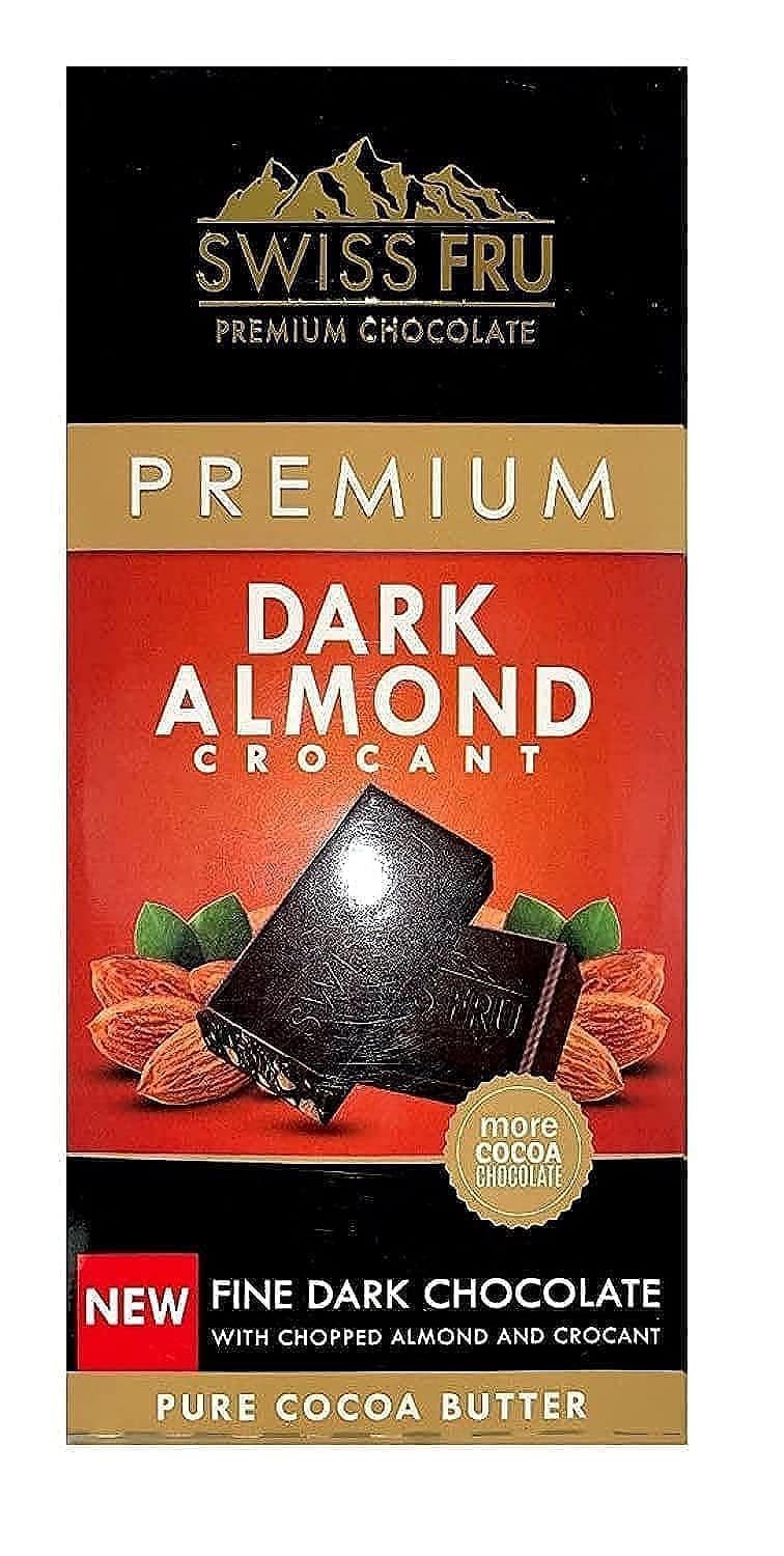 Swiss Fru - Dark Chocolate with Almond & Crocant - 80 g