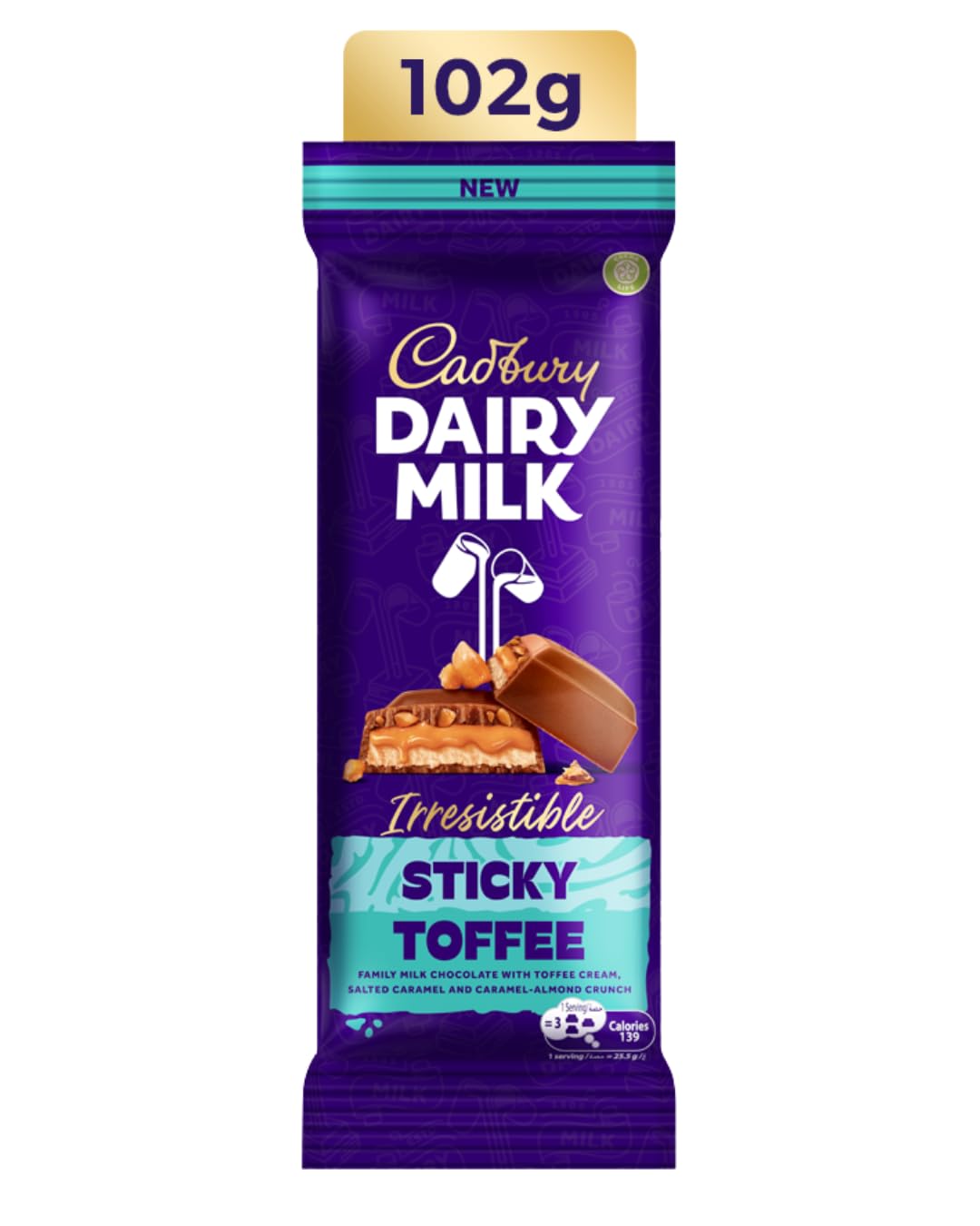 Cadbury Dairy Milk Irresistible Sticky Toffee Chocolate Bar, 102G