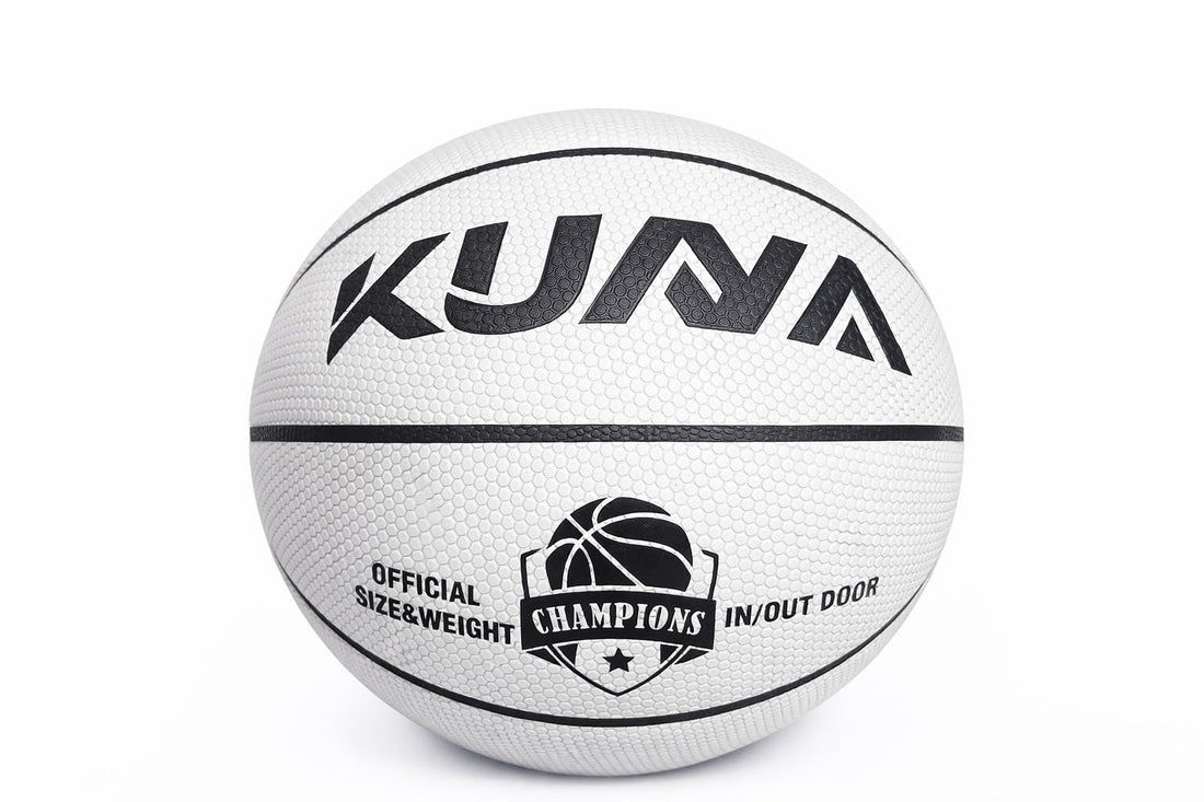 Kuna Champions Basketball – Official Size 5/6/7, Indoor & Outdoor Use, Durable Grip Surface, Professional Training & Match Ball, Grey/Baby Blue/Black