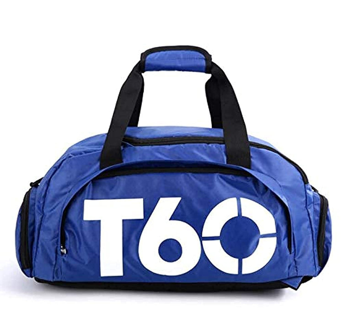 Men's And Women's Sports Fitness Bag With Shoe Position Dry And Wet Separation, Large Capacity, Foldable, 3 in1 Fitness/Yoga/Training/Handbag For Travel Sports Fitness Convertible Bag (Blue)