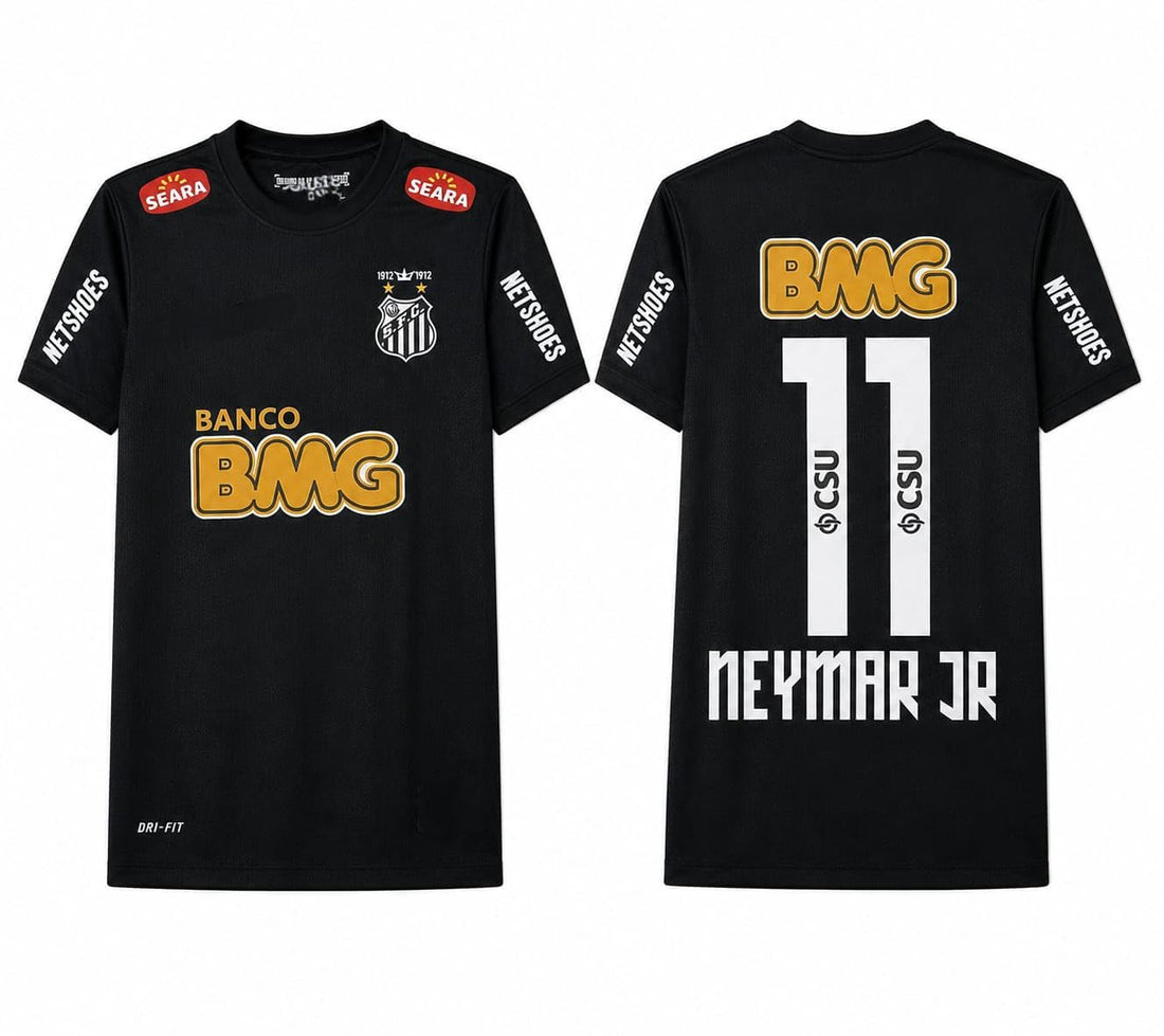 Santos Football Jersey Black No.11 Back Print - Neymar - Adult High Quality Material