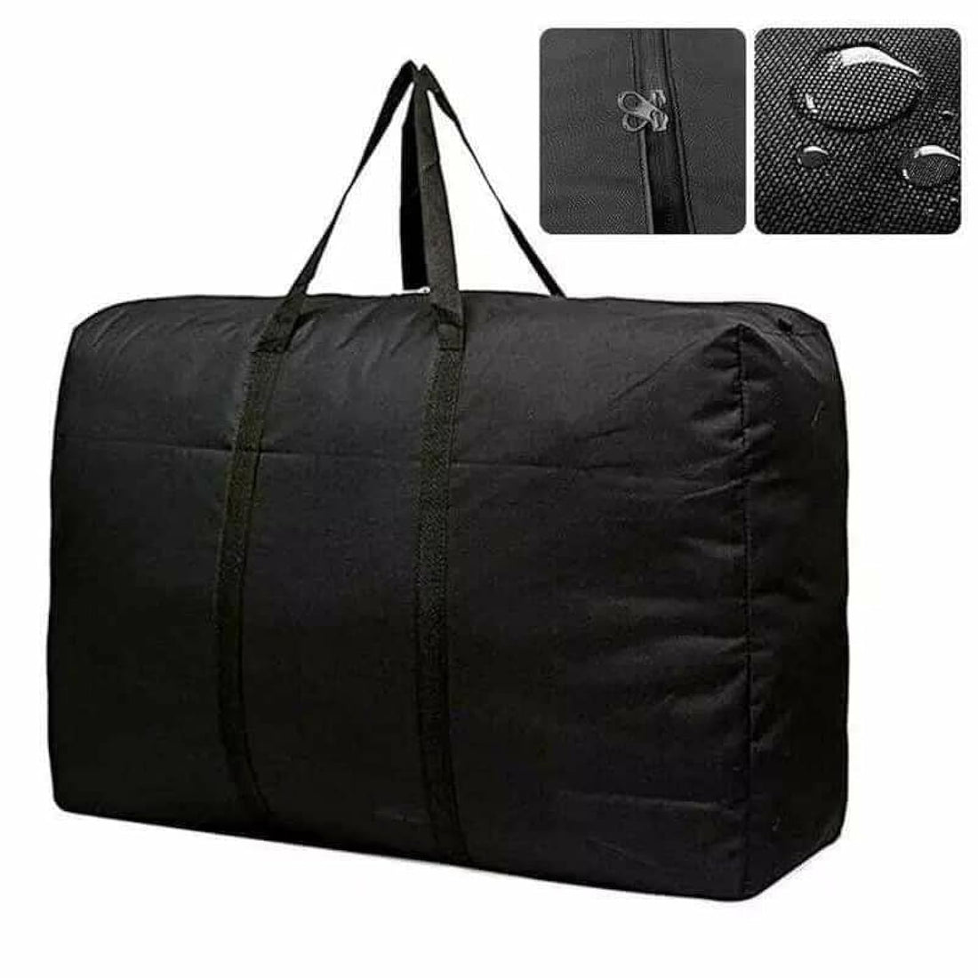 Circle M Jumbo Blanket Storage Bag – Large Capacity Organizer for Blankets, Quilts & Clothes – Zipper Closure – 80x65 cm - Black