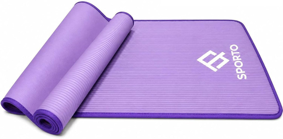 SportQ Yoga Mat Non Slip Eco Friendly NBR Material 10mm Thick High Density Anti-Tear Pilates Mat with Carrying Strap for Yoga, Pilates, Gymnastics - 183cm x 63cm x 1cm