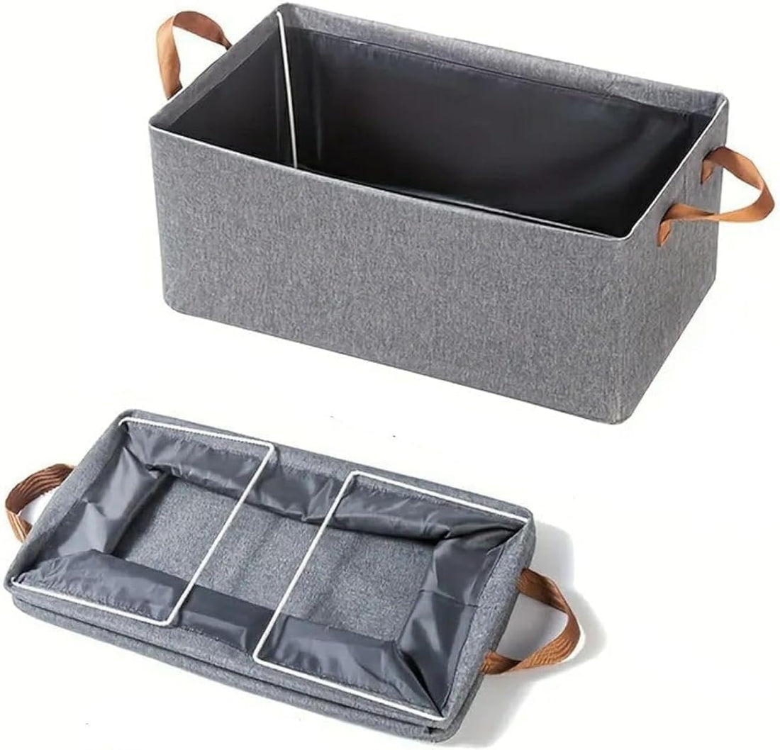 Wardrobe Organizer, Foldable Storage Basket with Heavy Duty Metal Hardware, Drawer Organizers with Durable Washable Handles (1)