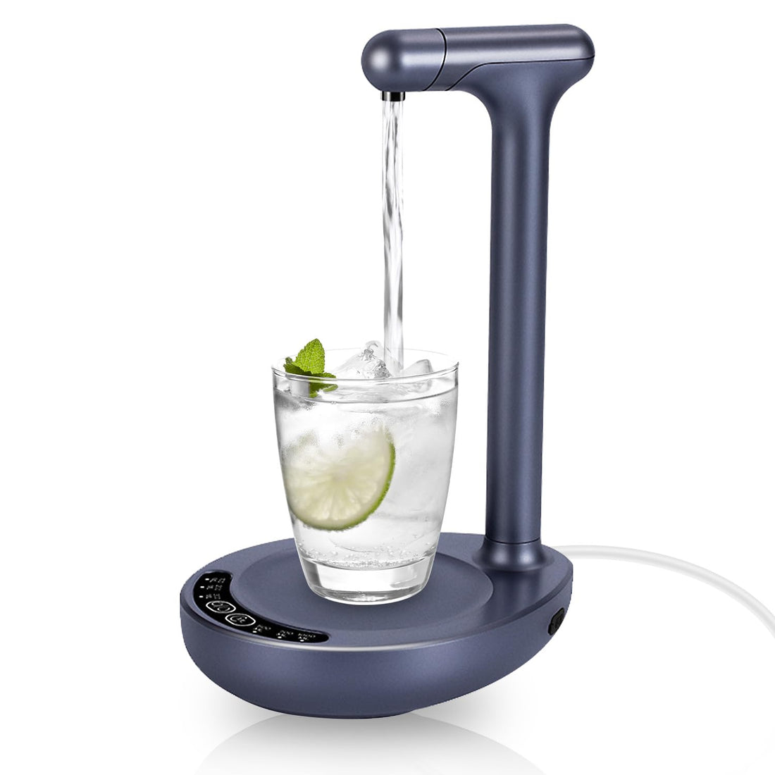 Necomi Desktop Water Dispenser & Universal Bottles for 5 Gallon Bottle, Portable Electric Water Pump Smart 6 Levels Table Top Dispensers, USB Charging Automatic Water Jug Dispenser (Grayish blue)