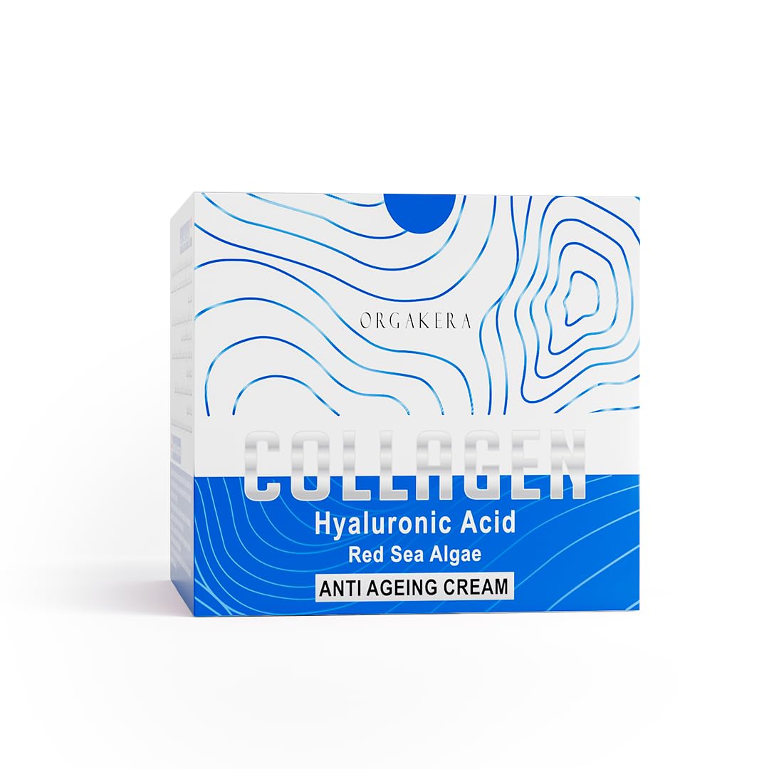 Orgakera Collagen Cream with Red Sea Algae 50g - Hydrating Anti-Aging Face Cream for Skin Firming, Brightening & Deep Moisture Care
