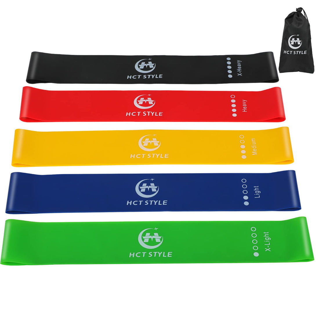 Fitness Elastic Bands Set 5 Levels of Resistance Bands Fitness Elastic Bands, Yoga Elastic Pilates Kit Full Range of Exercises with Instruction Manual and Bag