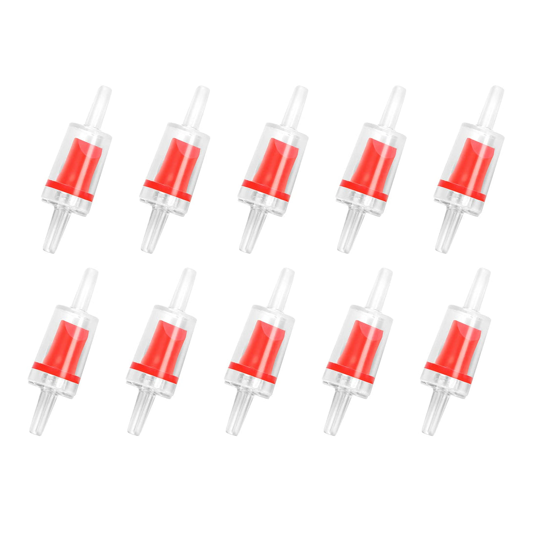 AQUANEAT Aquarium Check Valve, One Way Non Return Valve for Air Pump,Fit for 3/16 Inch Airline Tubing, Fish Tank Accessories, 10pcs (Red)