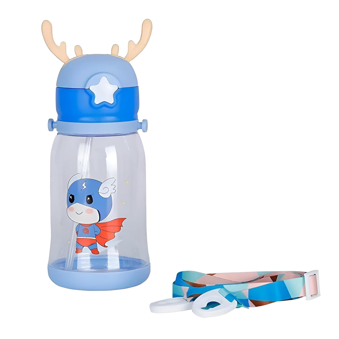 Durable Water Bottle - Leakproof Design with Straw for Convenient Hydration During Sports and School Activities, Ideal for Kids and Adults Alike, 550ml Capacity (1pc Blue)