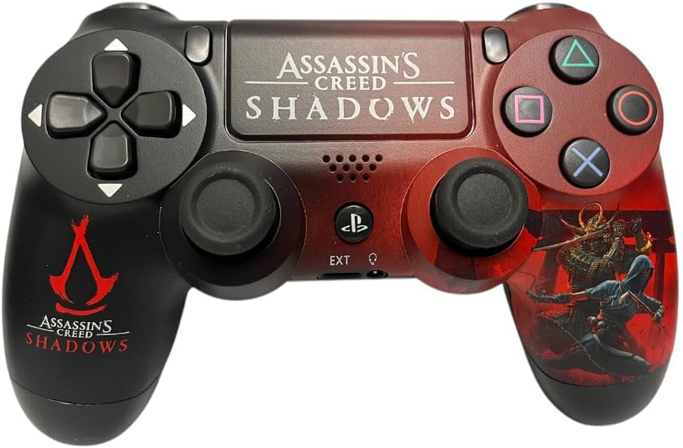 Third Party Generic Wireless Controller for PS-4, Compatible for Play4/Slim/Pro Console, 6-Axis Dual Vibration Motor Gamepad with Enhanced Joystick/Audio/Touch pad/800mAh Battery,AC Black & red