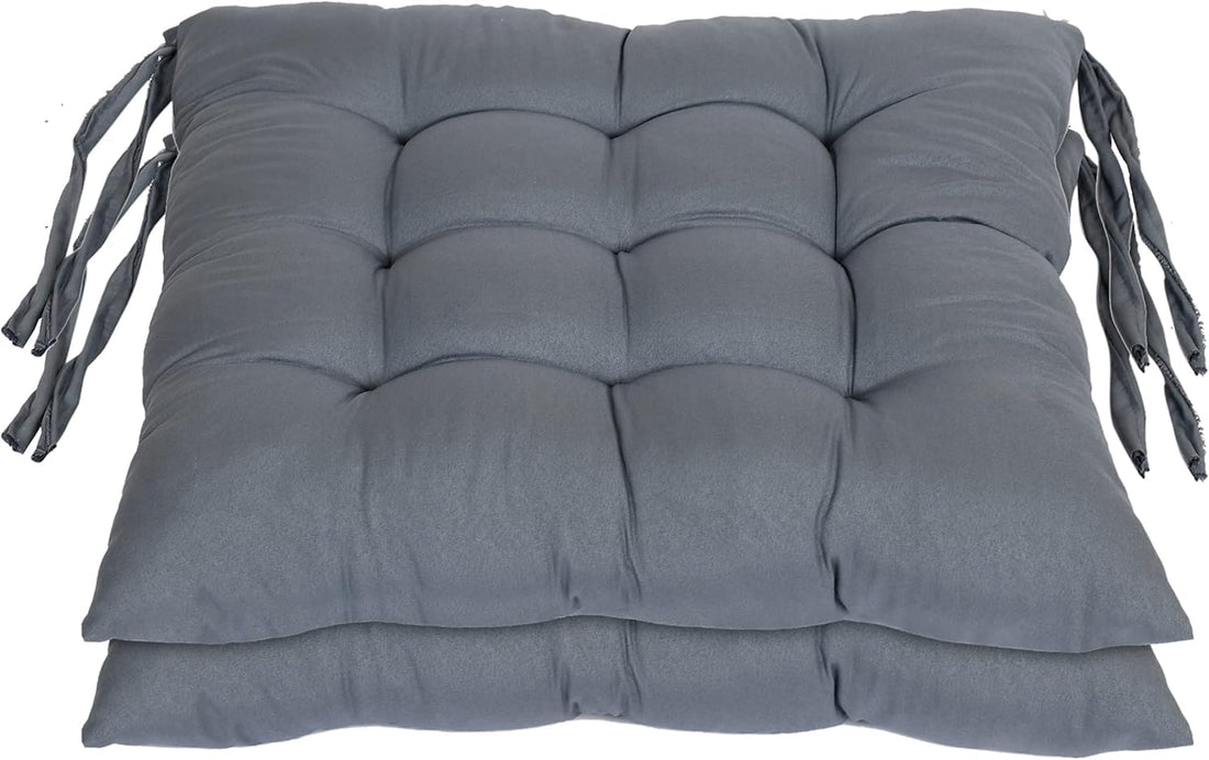 Moro Moro 3 Microfiber Square Chair Cushion for Office, Home or Car Use with Ties - Pack of 2
