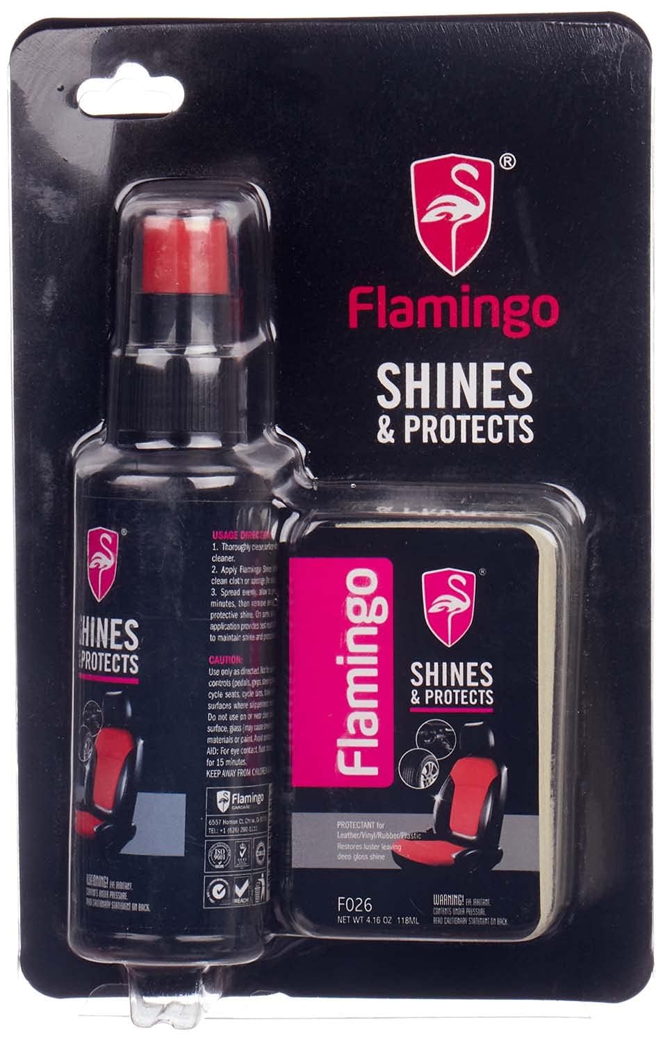FLAMINGO CARCARE TECH shines & protects 118 mll with sponge