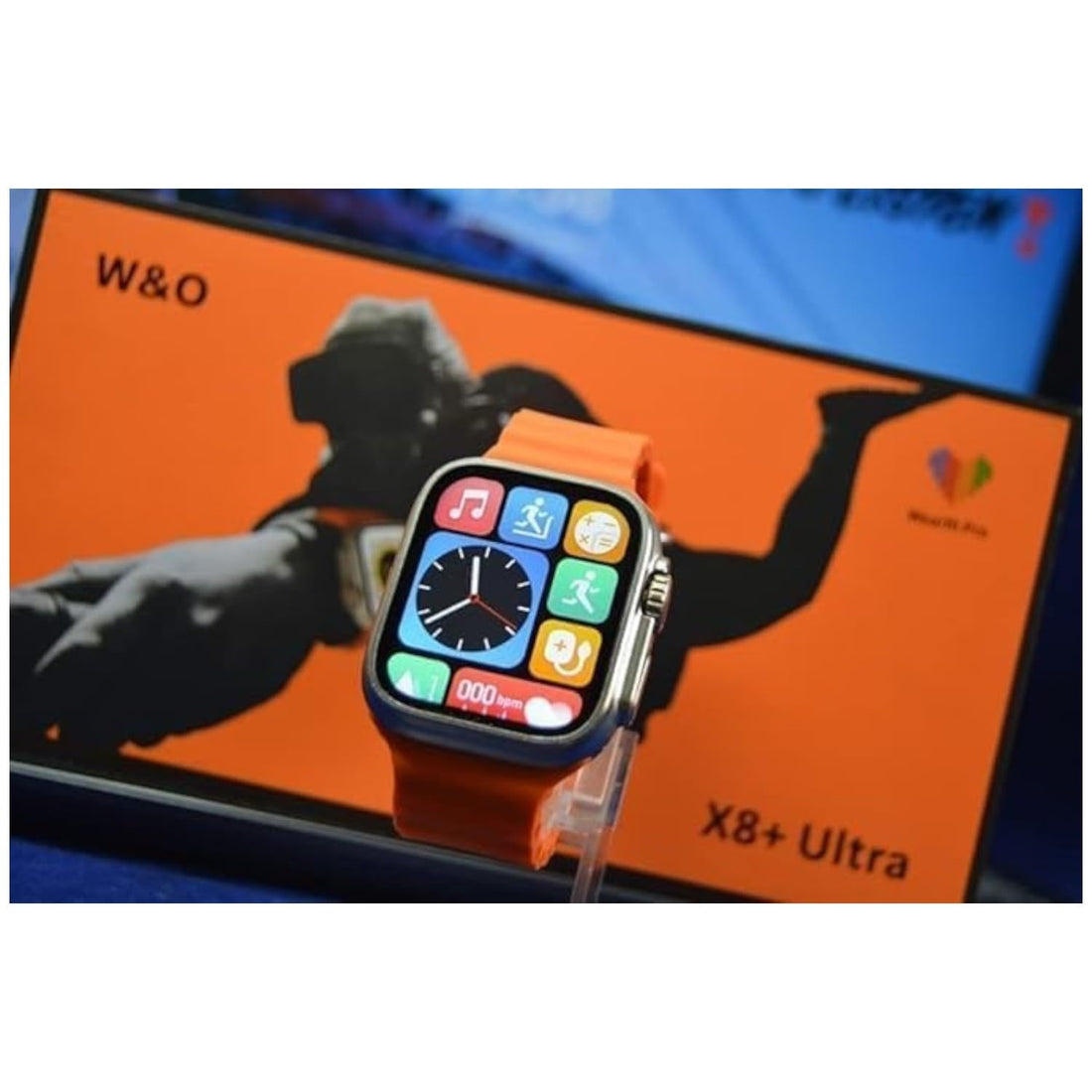 X8+ Ultra Smart Watch - 2.08" HD Borderless Display, Bluetooth Calling, NFC, Wireless Charging, Health & Fitness Tracker, Series 8 Ultra Design with Strap (Orange)