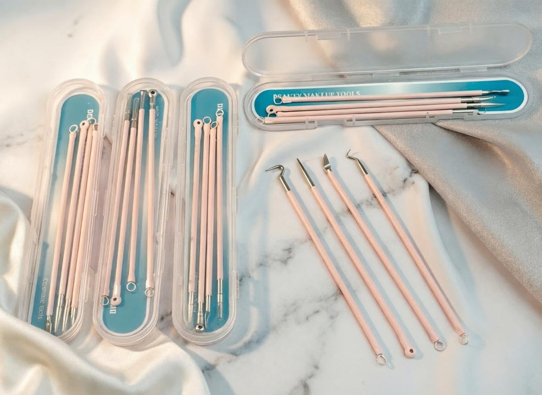Facial Tool - Premium Quality Stainless Steel Blackhead Remover with Four Interchangeable Tips for Targeted Acne Treatment Helps Reduce Appearance of Large Pores and Promotes (4Pcs Pink)