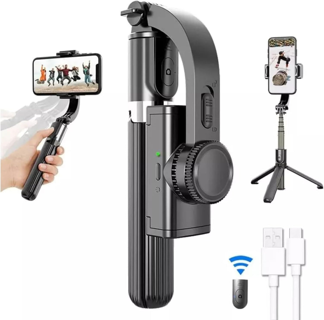 Gimbal Stabilizer for Smartphone,Selfie Stick Tripod with Remote Control Auto Balance 360° Rotation 1-Axis Phone Gimbal for Group Selfies Live Streaming Video Recording