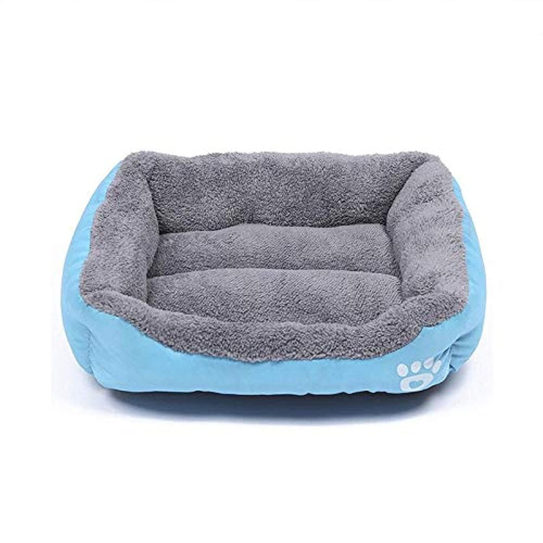 Padded Bolster Dog Bed - Super Soft Sofa for Cats, Non-Slip Bottom Lounger, Breathable Warm Nest - Blue
