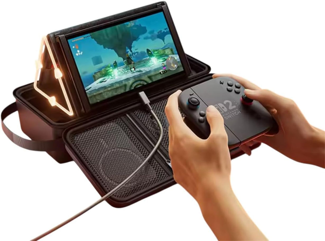 ECO Large Travel Bag For Nintendo (2025) Switch 2, Storage Bag with Stand, 2nd Generation , Multi- functional, Large Capacity, Can be Hand Held, Effectively Protects with 12 Game Slot, (Black)