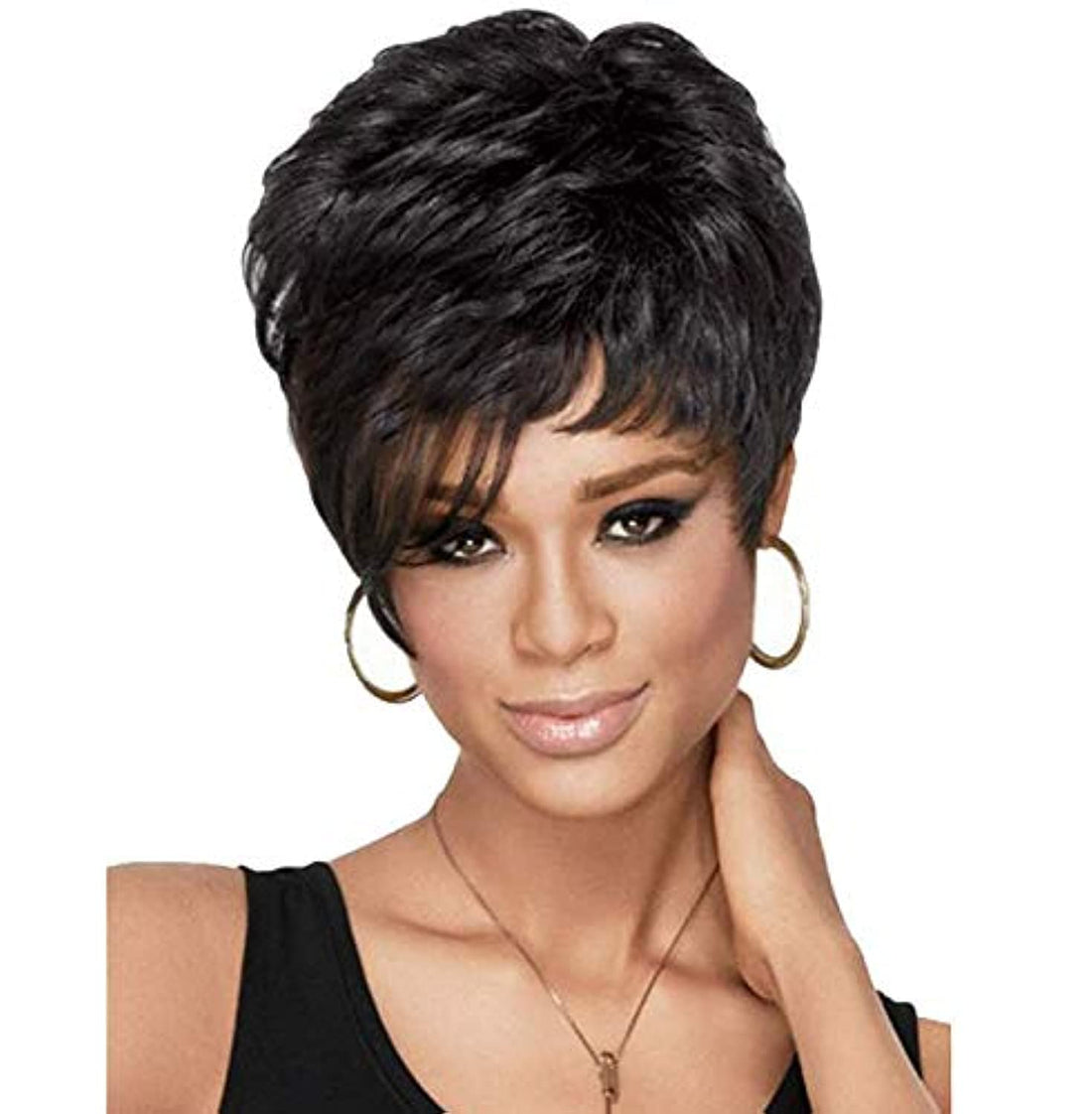 ECIF European And American Fashion Black Wig Short Hair Fluffy Teen Short Hair Wig-310