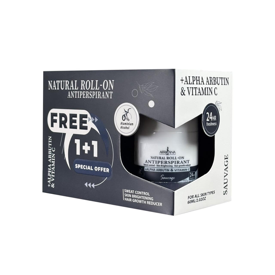 Africana Natural Deodorant Roll-On – Savage Scent, Buy 1 Get 1 Free
