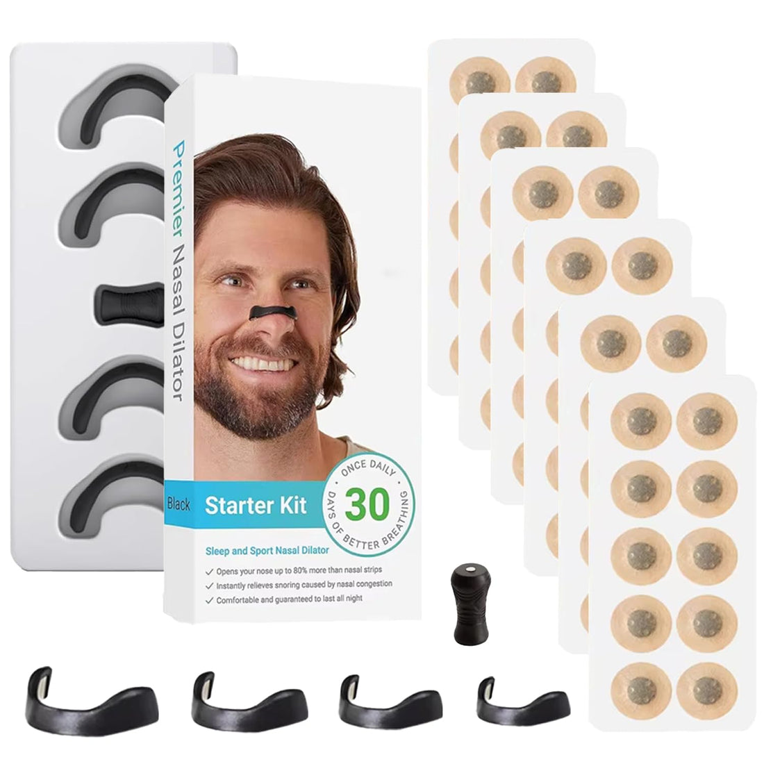 Intake Breathing Nasal Strip, Pack of 30 Anti Snoring Magnetic Nose Strips, Safe and Effective Nose Plaster, Better Sleeping and Breathing, Against Snoring, for Home, Business Trip