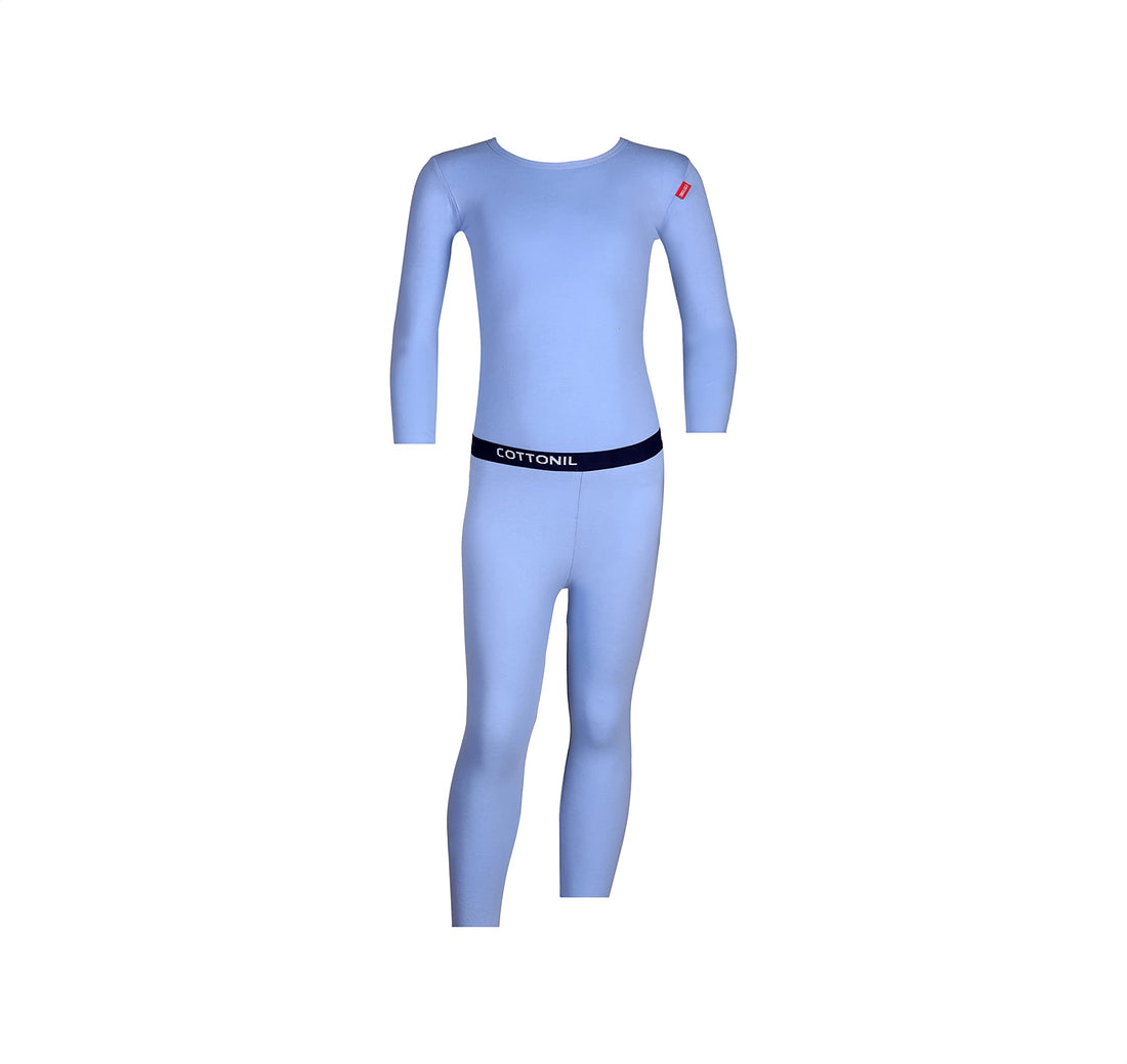 Cottonil Boys Round-Neck Long Sleeves Top with Logo-Print Leggings Thermal Underwear Set