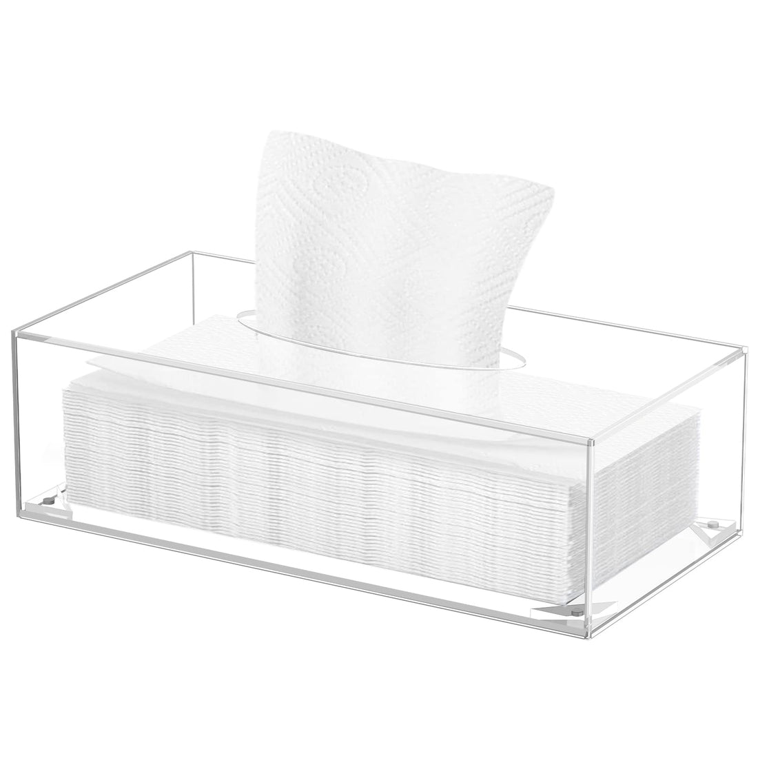 BEST MEDIA Acrylic Facial Tissue Dispenser Box, Refillable Clear Tissue Box Cover with Magnetic Closure, Modern Napkin Organizer for Bathroom, Kitchen, Office and Room Décor, Rectangle, Clear