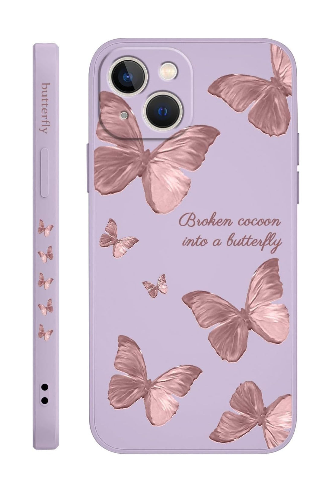 Fekra Red Butterfly for iPhone 13 | 14 Case Scratch Resistant Soft Slim Fit Floral Phone Cover for iPhone 13 | 14 - Purple