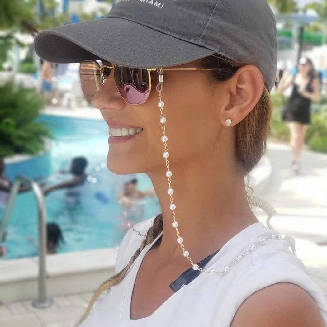 IYOU Street Shot Eyeglasses Chains Peral Gold Glasses Chain Anti-lost Eyeglass Accessories Travel Anti-lost Sunglasses Cord for Women