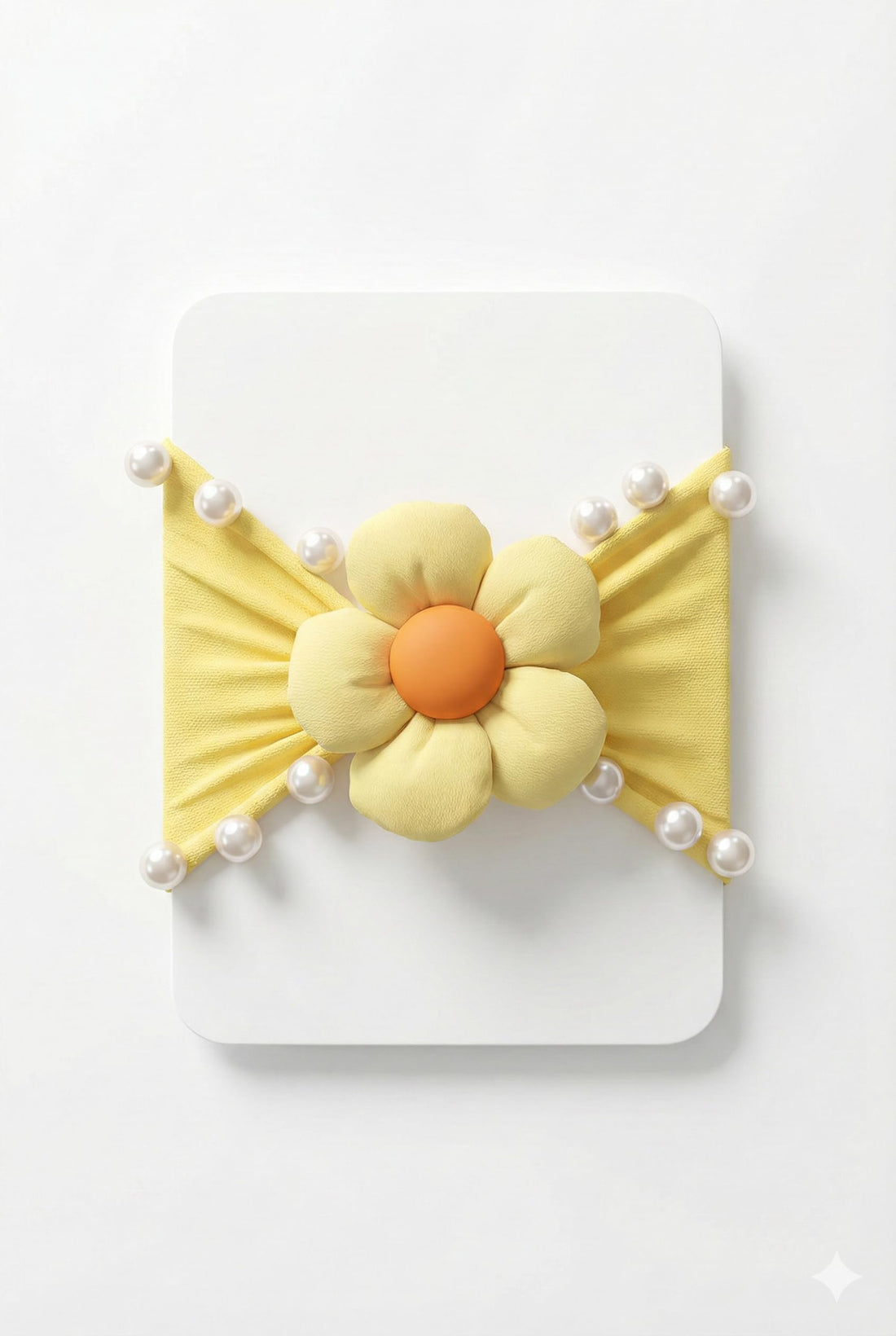 Nopatia Baby Girl Headband Pink Fabric Flower and Lolly Comfortable Elastic Hair Band Perfect for Occasions Give Your Baby Delicate and Attractive Look High Quality Fashion Design (Yellow)