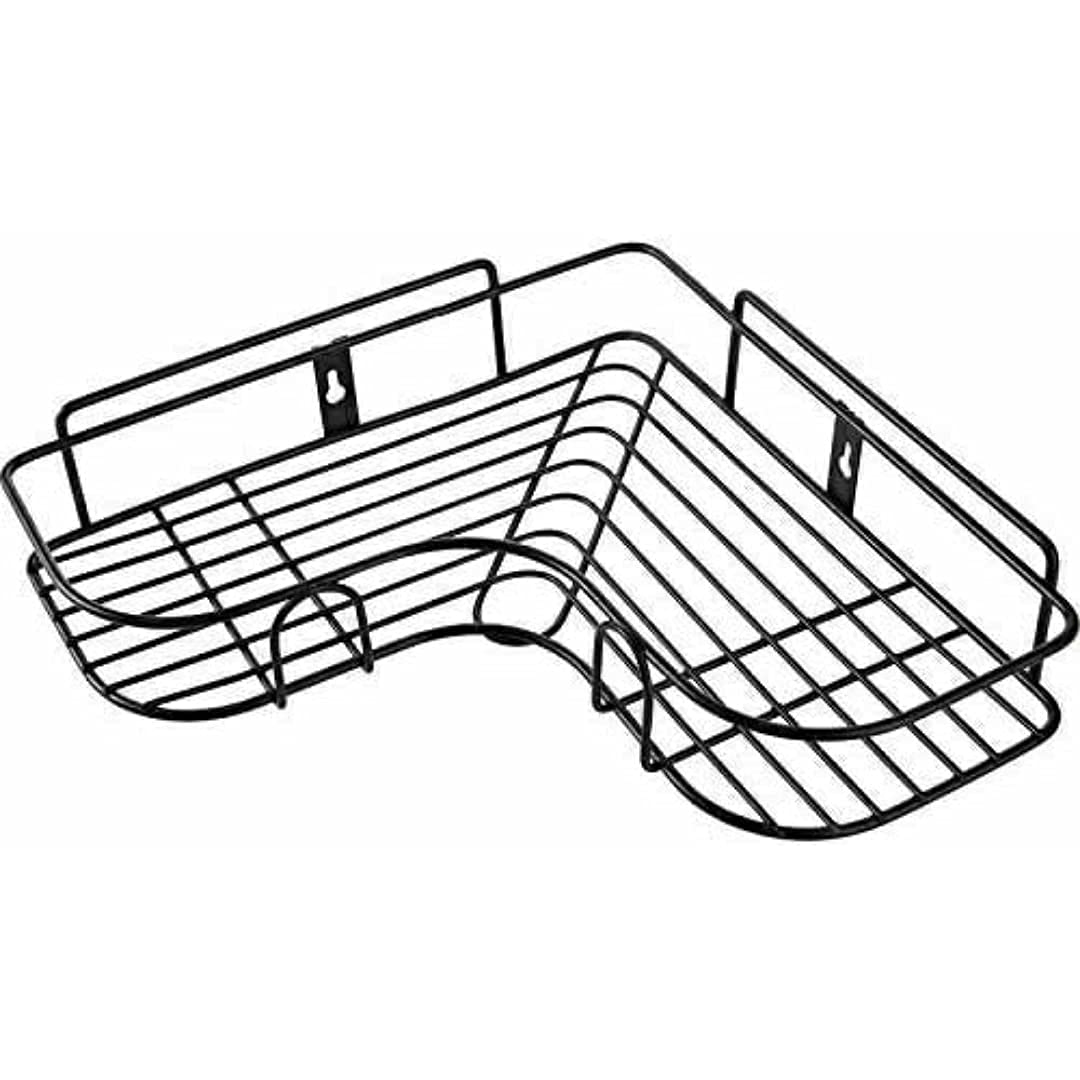 Wall Hanging Rack Storage Shelves, Self-Adhesive Metal Bathroom, Kitchen Spice Bottle Storage Rack Corner Shelf-1 pcs