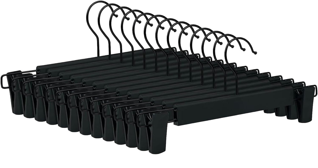 Ahmed & Mohammed Skirt Pants Hangers with Adjustable Clips & 360° Swivel Hook – Black Plastic – Durable & Non Slip Space Saving Closet Organization" by Ahmed & Mohammed (10)