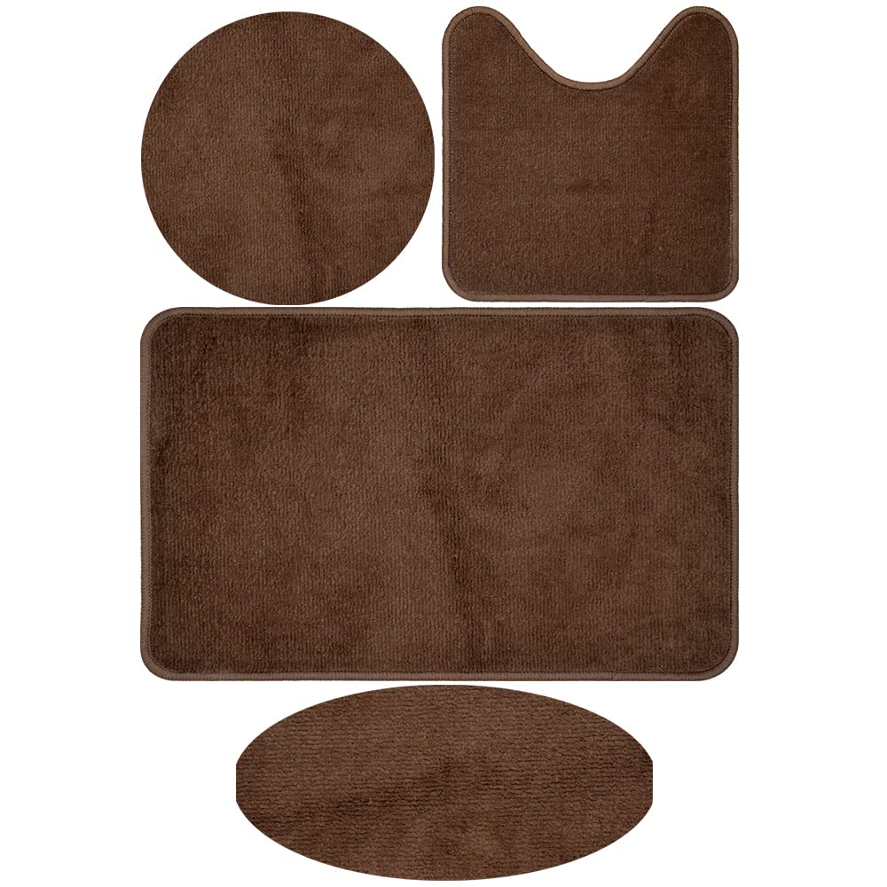 Mac Carpet Austin Bath Mats4 Pcs Set - (1) 44X76 - (1) 44X46 - (1) 44X48 - (1) 30X68 - Brown