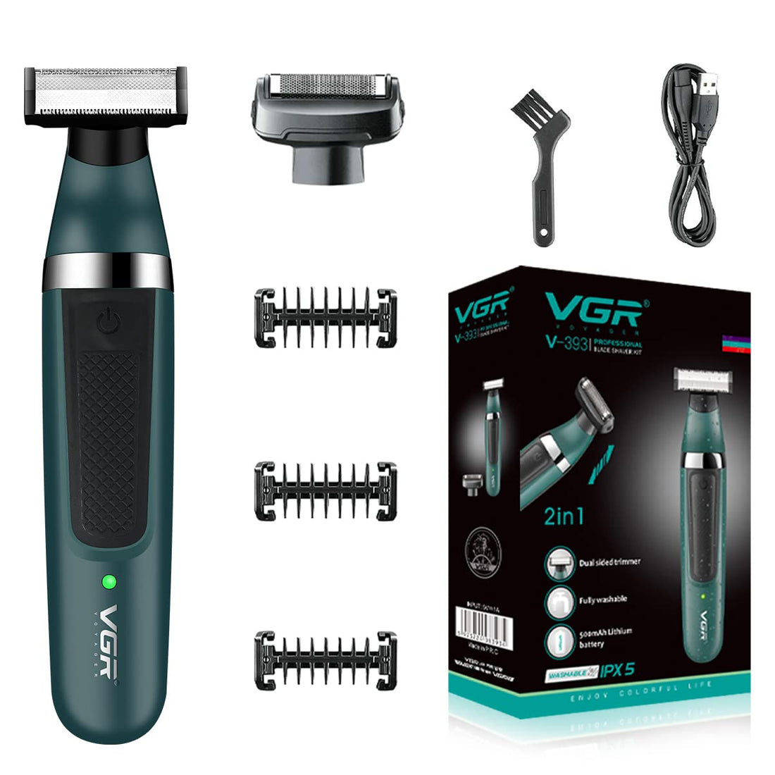 VGR V-393 Washable Double Sided Double Blade Shaver Set Hybrid