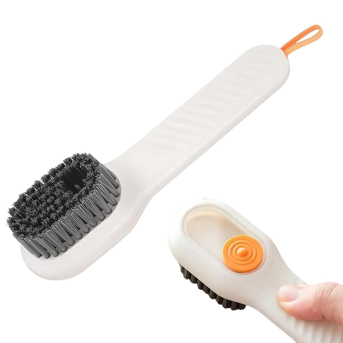 EZONEDEAL Multifunctional Liquid Shoe Cleaning Brush with Soap Dispenser, Shoe Laundry Brush Scrub Brushes for Cleaning, Soft Bristle Cleaning Brushes, Discharge Deep Hydraulic Scrub Brush-White