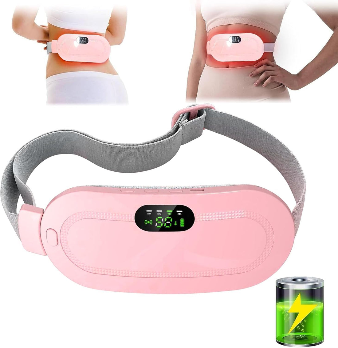 Portable Cordless Menstrual Period Heating Pads for Cramps, Electric Heating Massage Pad, Back or Portable Electric Rapid Fast Heating Belly Wrap Belt for Women Girls, Girlfriend, Pink