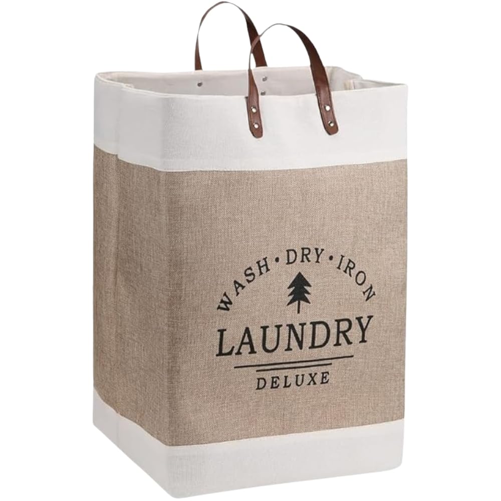 Happy Home Laundry Baskets Collapsible Laundry Bag for Bedroom Laundry Hampers Clothes Storage Organier Decorative with Handle for Bathoom Home